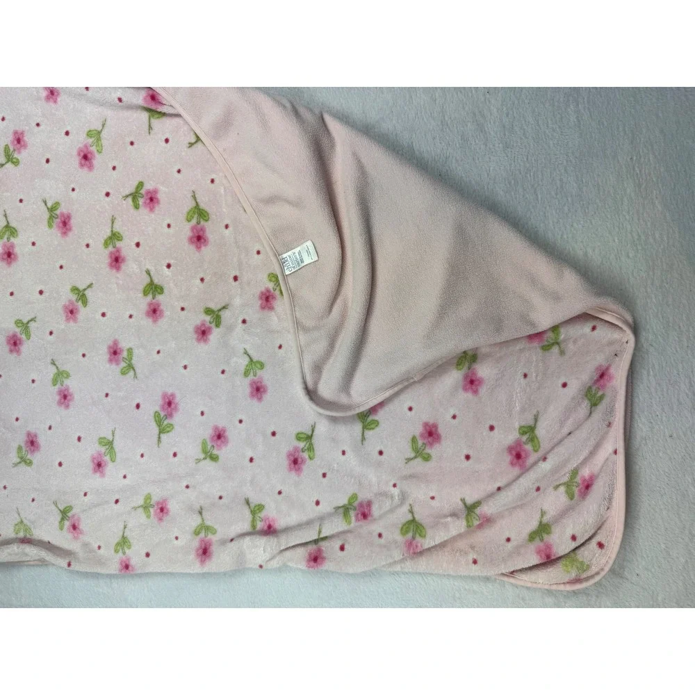 Child of Mine by Carters Baby Blanket Pink Floral Polka Dot Plush Fleece CM4650G
